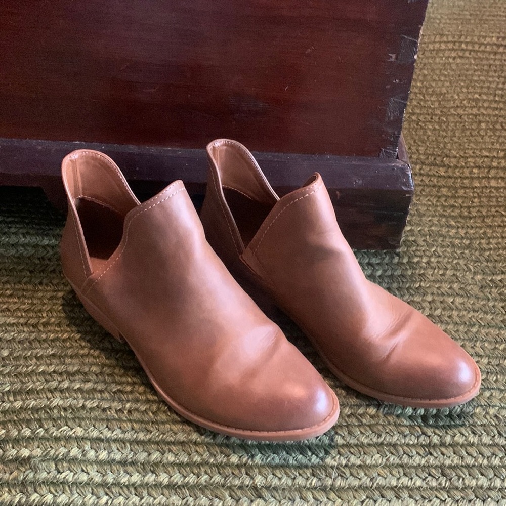 Tan western-style leather Ankle Booties